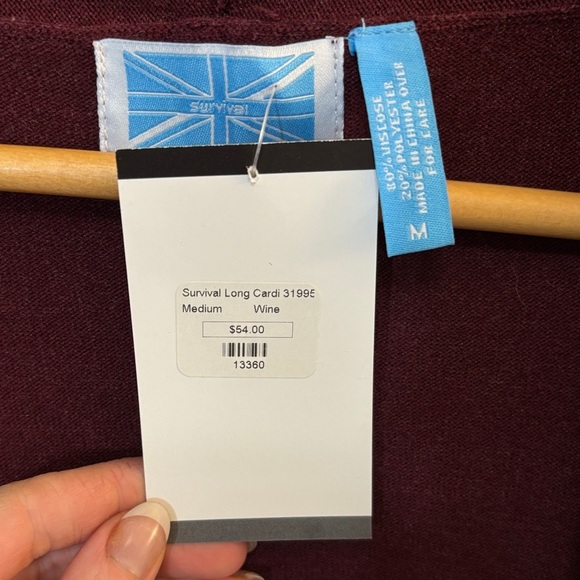 Survival Wine Long Cardigan Sweater NWT - Picture 3 of 3